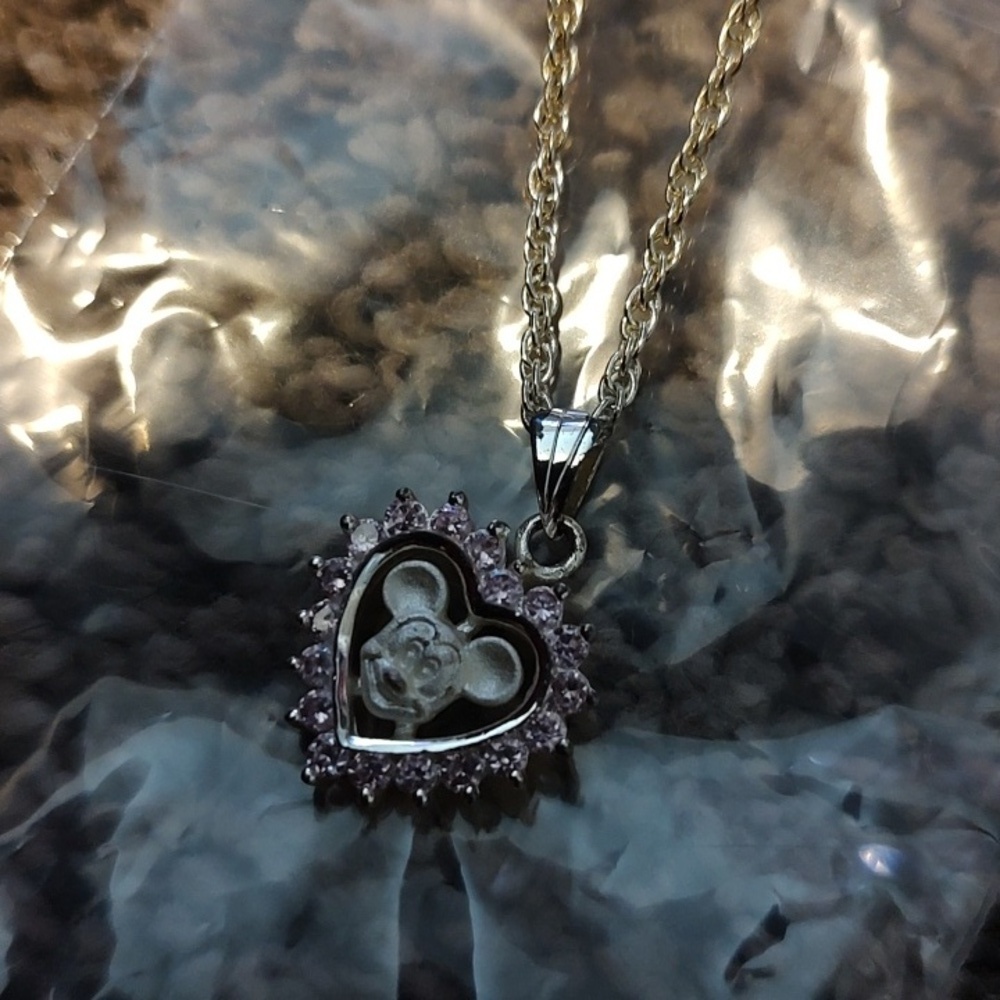 DISNEY Silver Heart Mickey Pendant